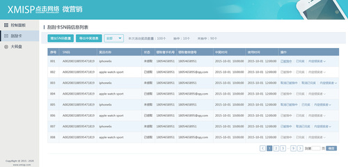 微信营销后台管理系统部分页面